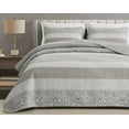 thumbnail image 1 of Chezmoi Collection 3-Piece Hibiscus Plaid Striped Patchwork Cotton Quilt Reversible Lightweight Bedspread Set, Oversized King Size, 1 of 9