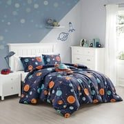 Chezmoi Collection 3-Piece Kids Multi-Color Galaxy Universe UFO Aliens Microfiber Comforter Set, Twin
