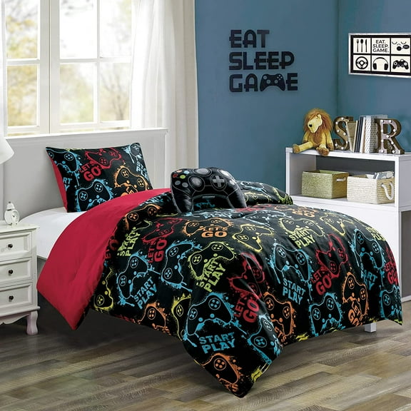 Chezmoi Collection 3-Piece Kids Video Games Gamepad Microfiber Comforter Set, Twin