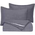 thumbnail image 1 of Chezmoi Collection 3-Piece Light Denim Cotton Yarn Dyed Chambray Bedding Quilt Set King - Reversible Chalk Stripe Pre-Washed Cotton Coverlet Set King Size, 1 of 8