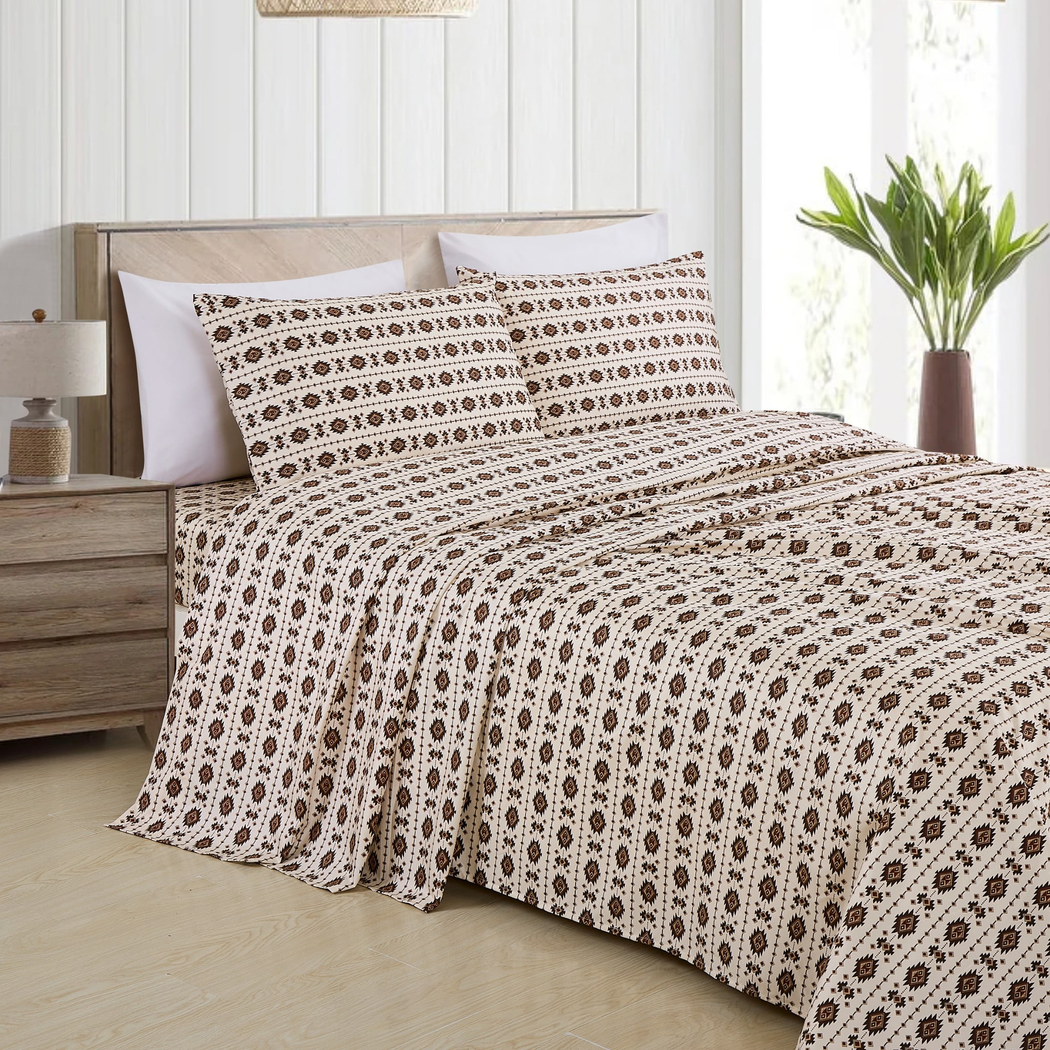 Chezmoi Collection 3-Piece Lodge Geometric Sheet Set Twin, Multicolor ...