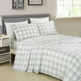 thumbnail image 1 of Chezmoi Collection 3-Piece Lodge Plaid Sheet Set Twin Size, Gray White Plaid Stripe Printed Brushed Microfiber Lightweight Breathable Deep Pocket Bed Sheets, 1 of 9