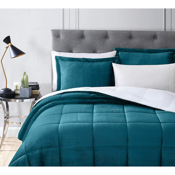 Chezmoi Collection 3-Piece Micromink Sherpa Down Alternative Comforter Set