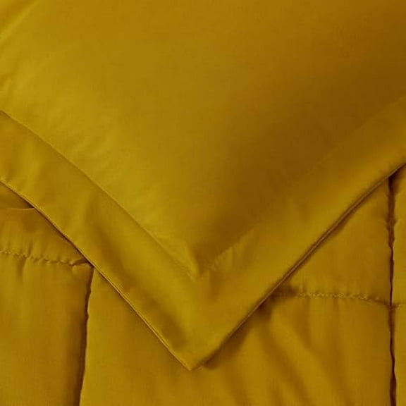 Chezmoi Collection 3-Piece Mustard Comforter Set Oversized King - 110GSM Peach Skin Microfiber Polyester All Season Down Alternative Comforter Set