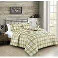 thumbnail image 1 of Chezmoi Collection 3-Piece Plaid Comforter Set Full Size, Tan Beige Blue Plaid Stripe Printed Microfiber Bedding Lightweight Breathable Blanket for All Season, 1 of 7