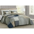 thumbnail image 1 of Chezmoi Collection 3-Piece Plaid Cotton Patchwork Quilt Reversible Lightweight Bedspread Set, King Size, 1 of 8