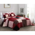 thumbnail image 1 of Chezmoi Collection 3-Piece Plaid Cotton Patchwork Quilt Reversible Lightweight Bedspread Set, Queen Size, 1 of 8