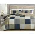 Chezmoi Collection 3-Piece Plaid Square Patchwork Cotton Quilt Set ...