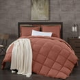 thumbnail image 1 of Chezmoi Collection 3-Piece Terracotta Comforter Set King Size, 110GSM Peach Skin Microfiber Polyester, Lightweight Duvet Insert All Season Down Alternative Comforter, 1 of 11