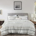 thumbnail image 1 of Chezmoi Collection 4-Piece Cotton Clip Jacquard Comforter Set Queen, Boho Chic Tufted Pompom Striped Bedding with Linen Blended Textured Pillow Cushion, Gray/White, 1 of 9