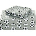 thumbnail image 1 of Chezmoi Collection 4-Piece Kids/Teens Sports Sheet Set, Soft Microfiber Gray Black White Soccer, Full Size, 1 of 4