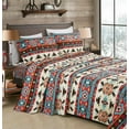 thumbnail image 1 of Chezmoi Collection 4-Piece Southwestern Geometric Motif Sheet Set California King Size, Multicolor Red Brown Blue Cream Printed Brushed Microfiber Lightweight Breathable Deep Pocket Bed Sheets, 1 of 9
