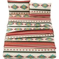 thumbnail image 1 of Chezmoi Collection 4-Piece Southwestern Geometric Multicolor Cream Red Teal Orange Sheet Set, King, 1 of 9