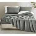 thumbnail image 1 of Chezmoi Collection 4-Piece Stone Washed California King Sheet Set, Rayon Derived from Bamboo & Polyester Blended, Breathable & Cooling 15-Inches Deep Pocket Sheets & Pillowcases Set, Dark Gray, 1 of 9