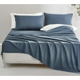 thumbnail image 1 of Chezmoi Collection 4-Piece Stone Washed California King Sheet Set, Rayon Derived from Bamboo & Polyester Blended, Breathable & Cooling 15-Inches Deep Pocket Sheets & Pillowcases Set, Steel Blue, 1 of 9