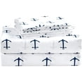 thumbnail image 1 of Chezmoi Collection 4-piece Kids/Teens Nautical Anchors Microfiber Sheet Set, Full Size, White/Navy, 1 of 4
