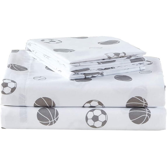 Chezmoi Collection 4-piece Kids/Teens Sports Baseball Basketball Soccer Football Microfiber Sheet Set, Full Size