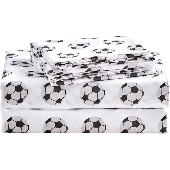 Chezmoi Collection 4-piece Kids/Teens Sports Soccer Balls Microfiber Sheet Set, Full Size