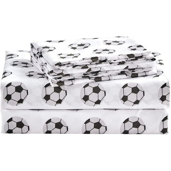 Chezmoi Collection 4-piece Kids/Teens Sports Soccer Balls Microfiber Sheet Set, Queen Size