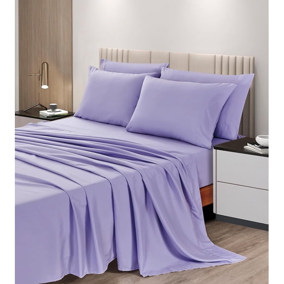 Chezmoi Collection 6-Piece Lavender Sheet Set Full - Extra Soft Breathable Brushed Microfiber Bed Sheets with 15" Deep Pocket & 4 Pillowcases
