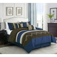 thumbnail image 1 of Chezmoi Collection 7-Piece Coffee/Brown/Navy/White Modern Stripe Zigzag Embroidery Comforter Set, Oversized King, 1 of 11