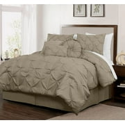 Chezmoi Collection 7 Piece Comforter Sets, Queen with Shams, Bed Skirt, Cushion, Bolster, Round Cushion