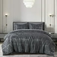 thumbnail image 1 of Chezmoi Collection 7-Piece Geometric Jacquard Bed in a Bag Set King Size, Soft Silky Lustrous Modern Gray Geometric Block Pattern Lightweight Bedding Comforter Set for All Seasons, 1 of 10