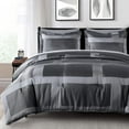 thumbnail image 1 of Chezmoi Collection 7-Piece Geometric Jacquard Bed in a Bag Set Queen Size, Soft Silky Lustrous Modern Gray Geometric Lattice Pattern Lightweight Bedding Comforter Set for All Seasons, 1 of 9