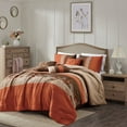 thumbnail image 1 of Chezmoi Collection 7-Piece Luxury Floral Leaves Embroidery Comforter Set, Full, Navy/Blue/GrayRust Orange/Taupe/Brown, 1 of 10