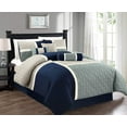 thumbnail image 1 of Chezmoi Collection 7-Piece Medallion Patchwork Comforter Set, California King, Navy/Blue/Gray, 1 of 5