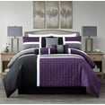 thumbnail image 1 of Chezmoi Collection 7-Piece Medallion Patchwork Comforter Set, California King, Purple/Black/Gray, 1 of 6