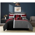 thumbnail image 1 of Chezmoi Collection 7-Piece Medallion Patchwork Comforter Set, California King, Red/Gray/Black, 1 of 5