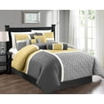 thumbnail image 1 of Chezmoi Collection 7-Piece Medallion Patchwork Comforter Set, California King, Yellow/Gray, 1 of 5