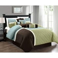thumbnail image 1 of Chezmoi Collection 7-Piece Medallion Patchwork Comforter Set, King, Coffee/Blue/Green, 1 of 5