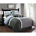 thumbnail image 1 of Chezmoi Collection 7-Piece Medallion Patchwork Comforter Set, King, Gray/Charcoal/Blue, 1 of 5