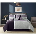 thumbnail image 1 of Chezmoi Collection 7-Piece Medallion Patchwork Comforter Set, King, Lavender/Purple/Gray, 1 of 5