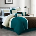 thumbnail image 1 of Chezmoi Collection 7-Piece Medallion Patchwork Comforter Set, King, Teal/Beige/Brown, 1 of 9