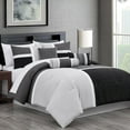 thumbnail image 1 of Chezmoi Collection 7-Piece Medallion Patchwork Comforter Set, Oversized King, Black/Gray/Light Gray, 1 of 9