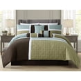 thumbnail image 1 of Chezmoi Collection 7-Piece Medallion Patchwork Comforter Set, Oversized King, Coffee/Blue/Green, 1 of 5