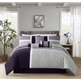 thumbnail image 1 of Chezmoi Collection 7-Piece Medallion Patchwork Comforter Set, Oversized King, Lavender/Purple/Gray, 1 of 5