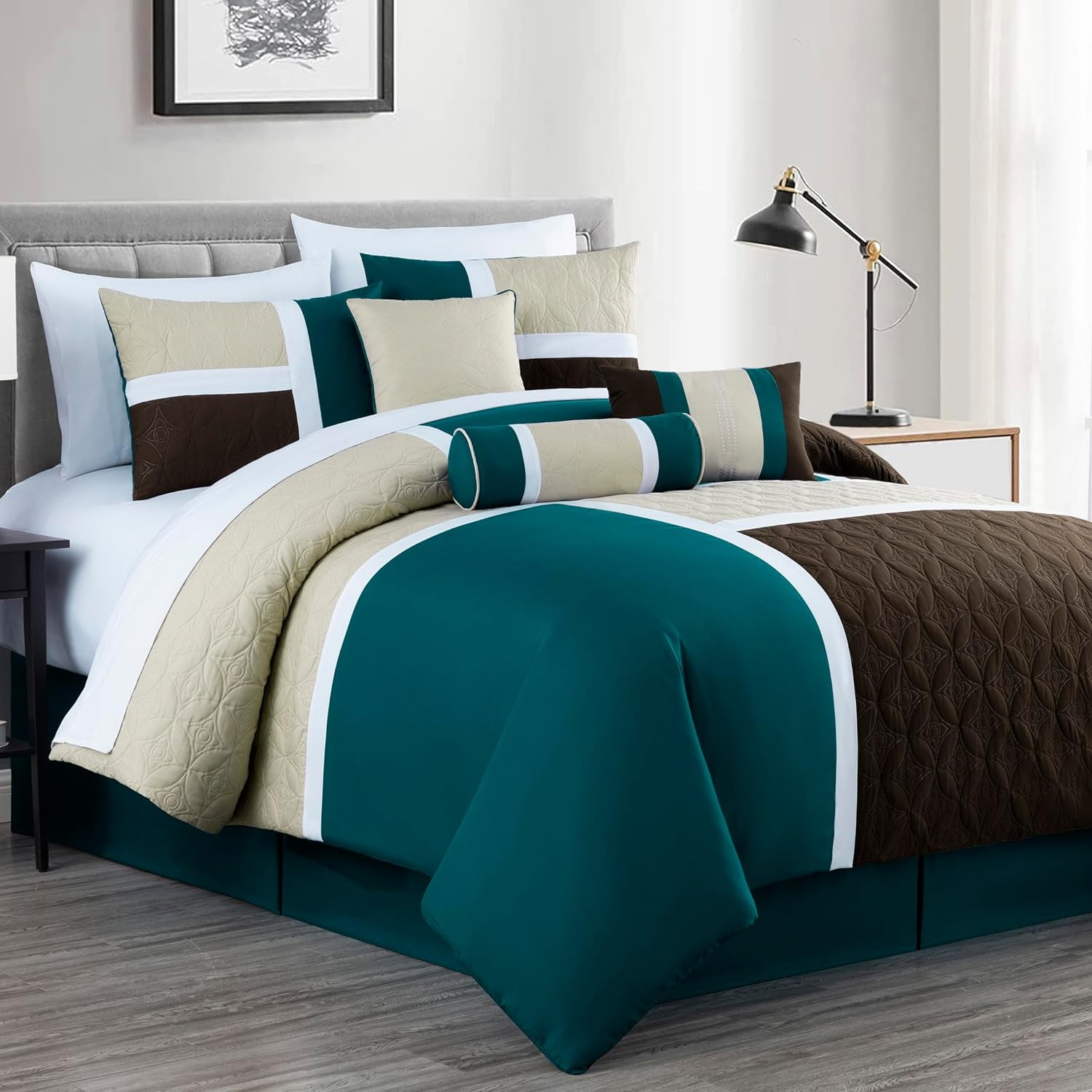 Teal/Beige/Brown