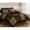 thumbnail image 1 of Chezmoi Collection 7-Piece Micro Suede Burgundy/Brown/Black Patchwork Comforter Set, 1 of 2