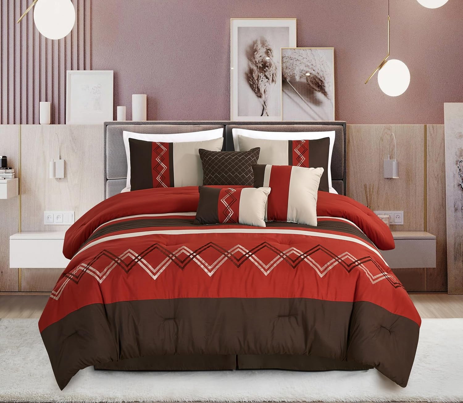 California King Spice and Brown Microfiber Comforter Set