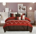 thumbnail image 1 of Chezmoi Collection 7-Piece Spice/Brown/Coffee Cream Modern Stripe Zigzag Embroidery Comforter Set, Full, 1 of 9