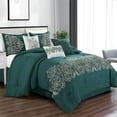 thumbnail image 1 of Chezmoi Collection 7-Piece Teal Paisley Floral Embroidery Comforter Set, Queen, 1 of 8