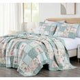 thumbnail image 1 of Chezmoi Collection Abbi 2-Piece Multicolor Blue Shabby Chic Bedding Twin Quilt Set Pre-Washed Cotton Floral Coverlet Bedspread Ruffled Patchwork Quilt, Twin Size, 1 of 8