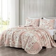 thumbnail image 1 of Chezmoi Collection Abbi 3-Piece Multicolor Pink Shabby Chic Bedding King Quilt Set Pre-Washed Cotton Floral Coverlet Bedspread Ruffled Patchwork Quilt Queen Size, 1 of 8