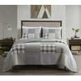 thumbnail image 1 of Chezmoi Collection Adrian 3-Piece Plaid Windowpane Checkered Patchwork 100% Vintage Washed Cotton Quilt Set, Queen Size, 1 of 8