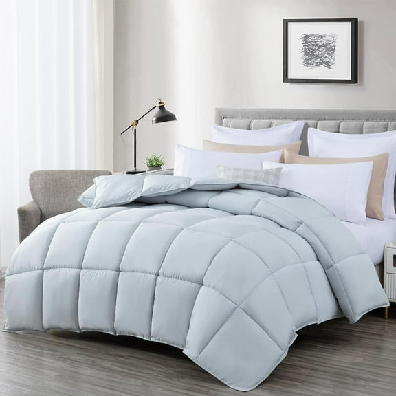 Chezmoi Collection All Season King Size Down Alternative Comforter - Plush Microfiber Fill - Box Stitch Quilted - Duvet Insert with Corner Tabs (King, Silver Gray)