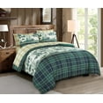 thumbnail image 1 of Chezmoi Collection Alpine 7-Piece Northwest Cabin Lodge Bed in a Bag King Comforter Set, Blue Green Ivory Tan Grizzly Bear Pine Tree Wilderness Printed Microfiber Bedding Set, 1 of 9